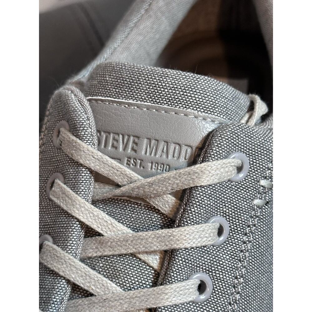 Steve Madden Shoes Men's 11 US Gray Casual Slip On Sneakers Canvas Fabric Work - Picture 2 of 10